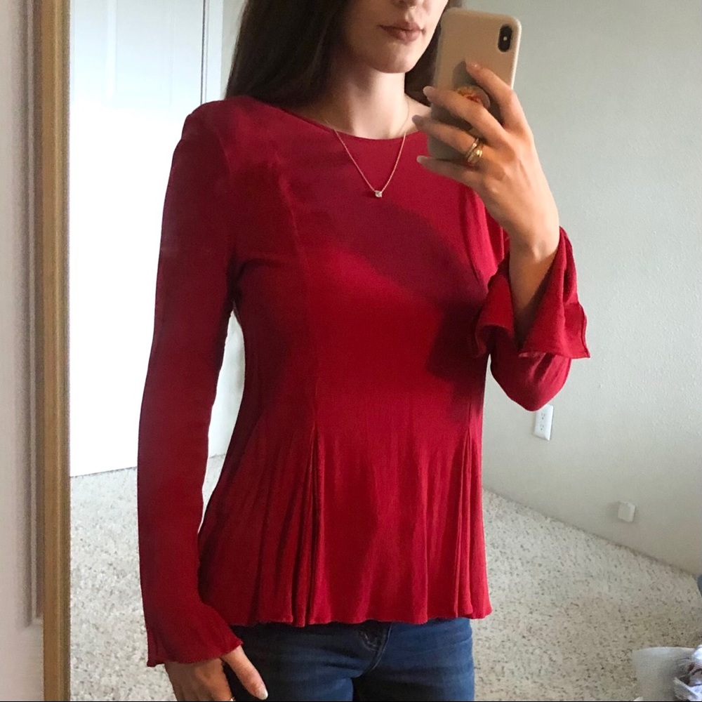 NWOT red blouse with bell sleeves